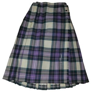 Vintage Al Jean Pleated 100% Wool Colorful Tartan Plaid Kilt Skirt Size 8